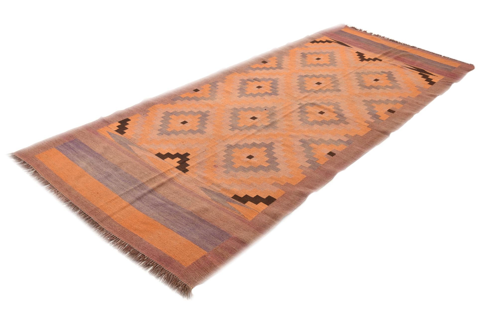 4' 10 x 11' 8 Hand Woven Kilim Fars Wool Runner Rug