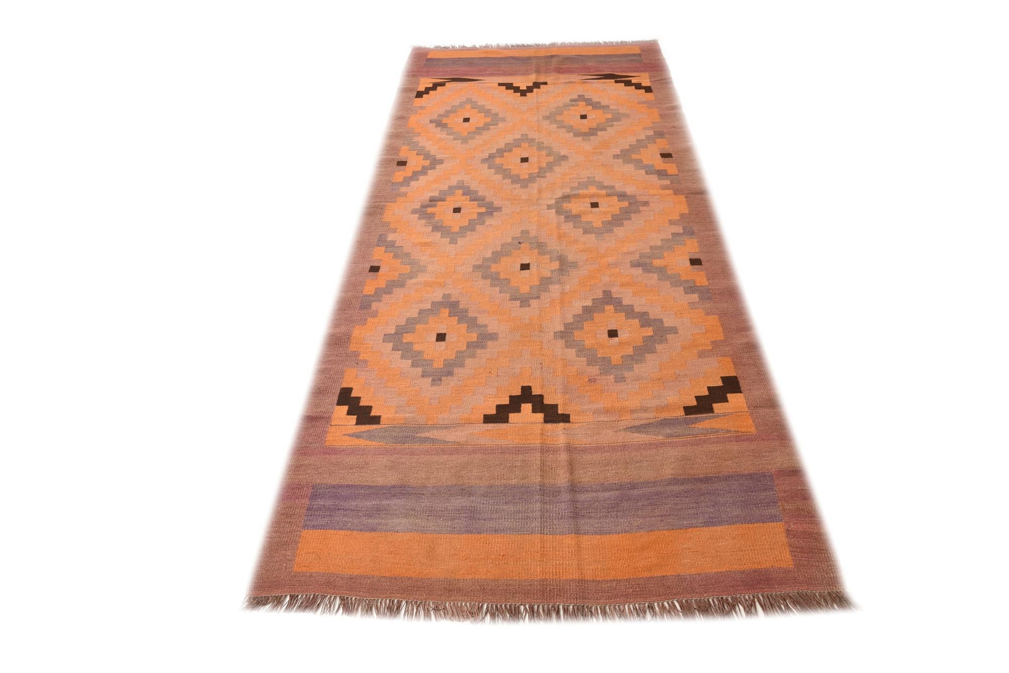 4' 10 x 11' 8 Hand Woven Kilim Fars Wool Runner Rug