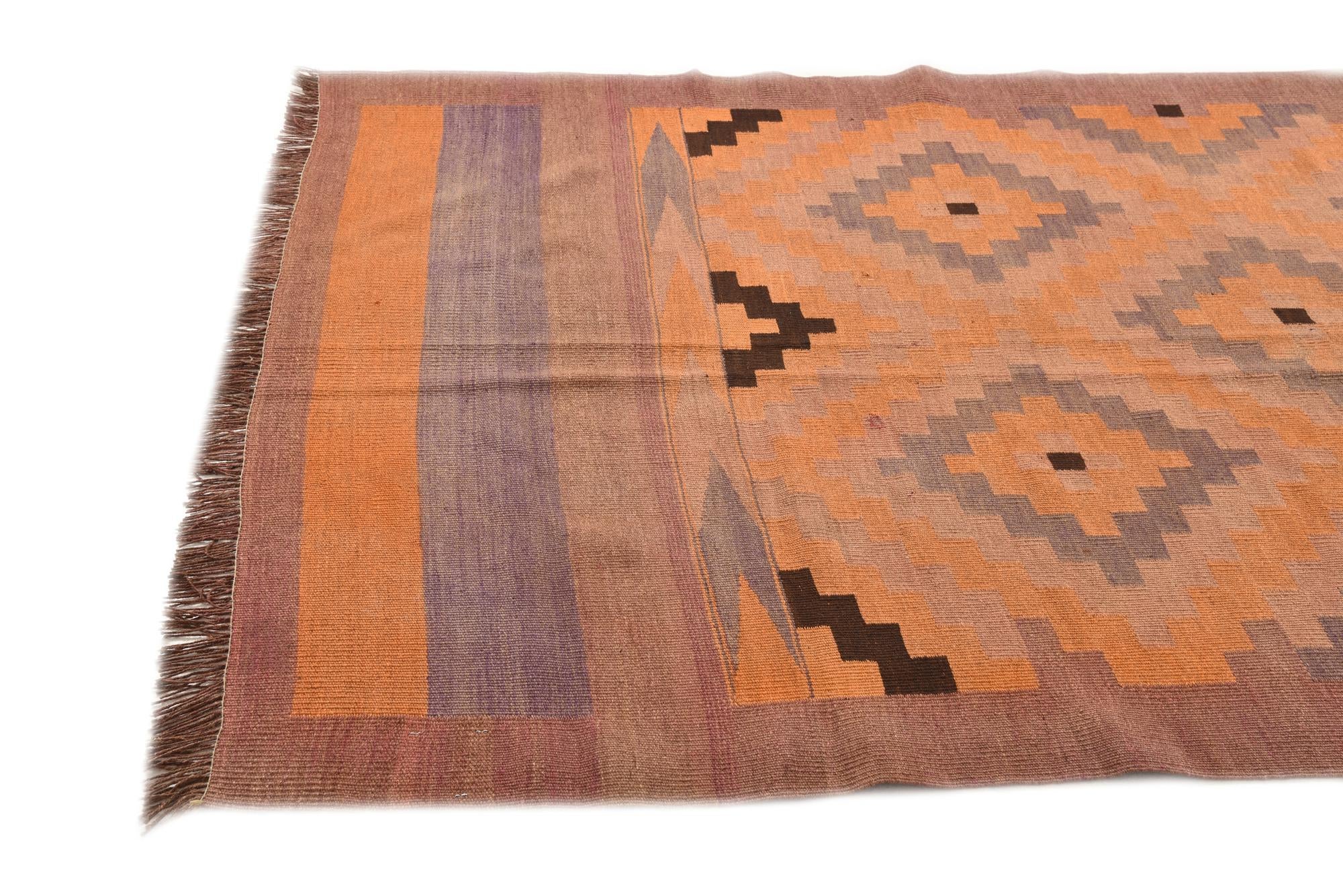 4' 10 x 11' 8 Hand Woven Kilim Fars Wool Runner Rug