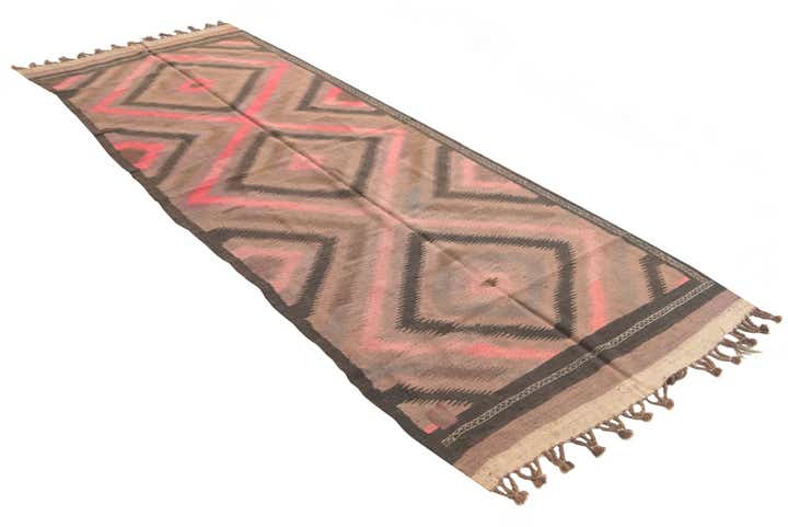 4' 4 x 11' 8 Hand Woven Kilim Fars Wool Runner Rug
