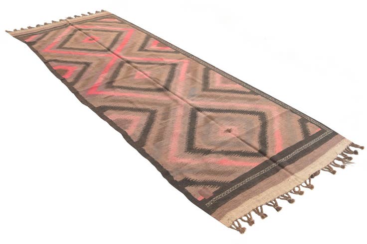 Detail image of 4' 4 x 11' 8 Hand Woven Kilim Fars Wool Runner Rug