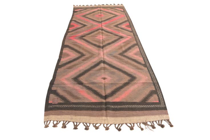 Detail image of 4' 4 x 11' 8 Hand Woven Kilim Fars Wool Runner Rug
