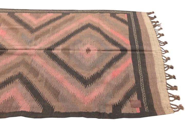 Detail image of 4' 4 x 11' 8 Hand Woven Kilim Fars Wool Runner Rug