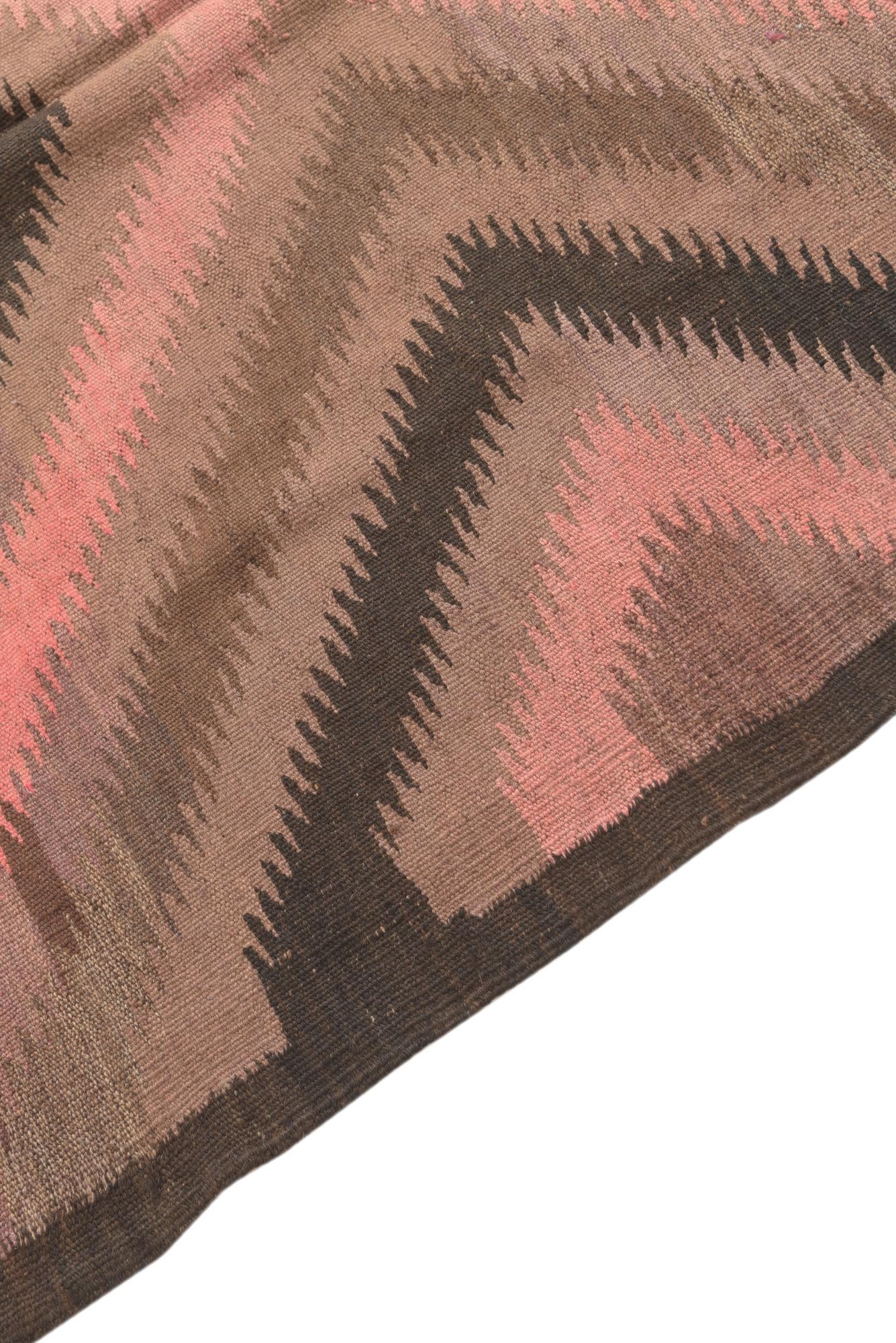 4' 4 x 11' 8 Hand Woven Kilim Fars Wool Runner Rug