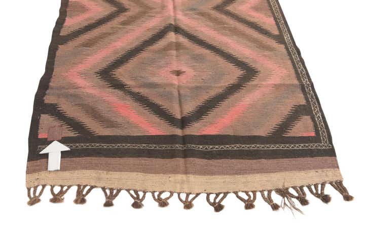 4' 4 x 11' 8 Hand Woven Kilim Fars Wool Runner Rug