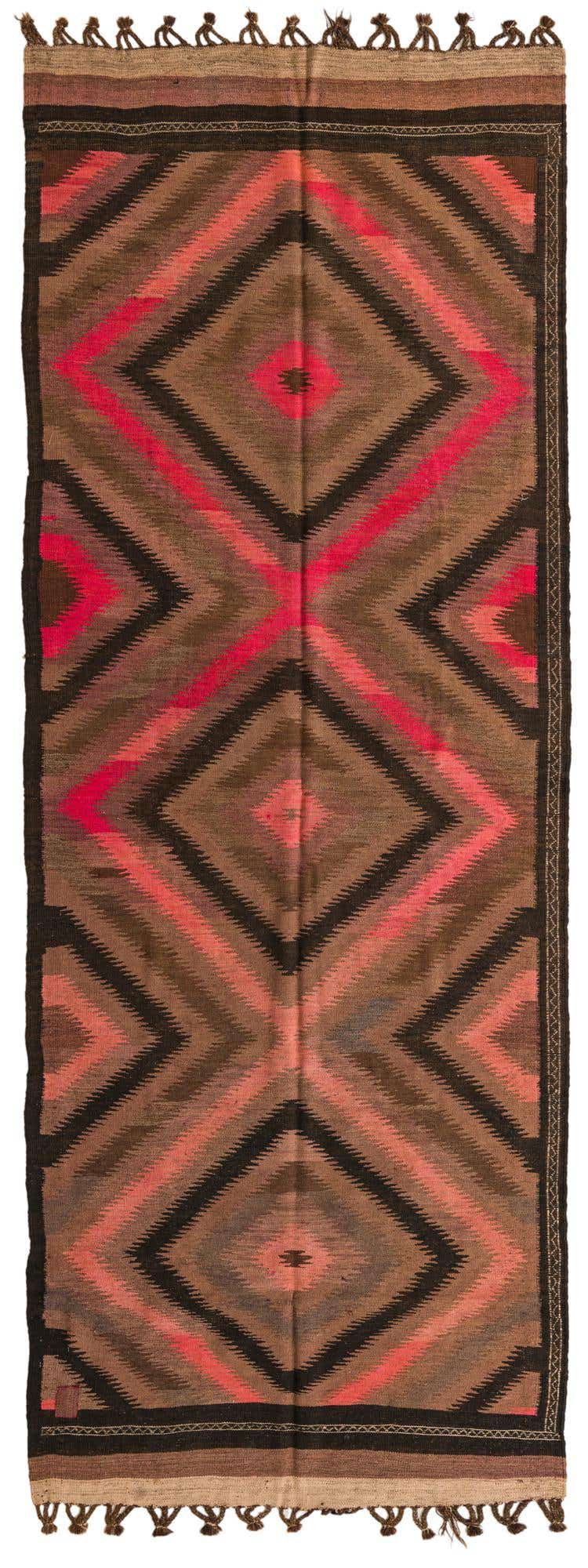 4' 4 x 11' 8 Hand Woven Kilim Fars Wool Runner Rug