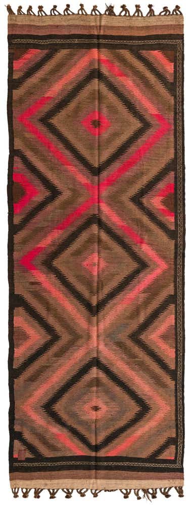 4' 4 x 11' 8 Hand Woven Kilim Fars Wool Runner Rug