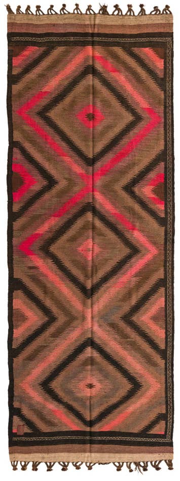 Detail image of 4' 4 x 11' 8 Hand Woven Kilim Fars Wool Runner Rug