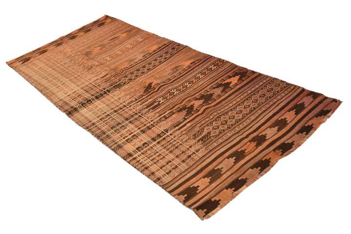 3' 8 x 8' 4 Hand Woven Kilim Fars Wool Runner Rug