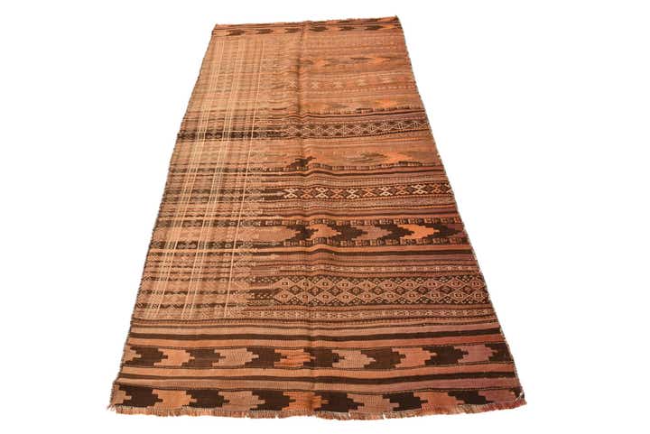 3' 8 x 8' 4 Hand Woven Kilim Fars Wool Runner Rug