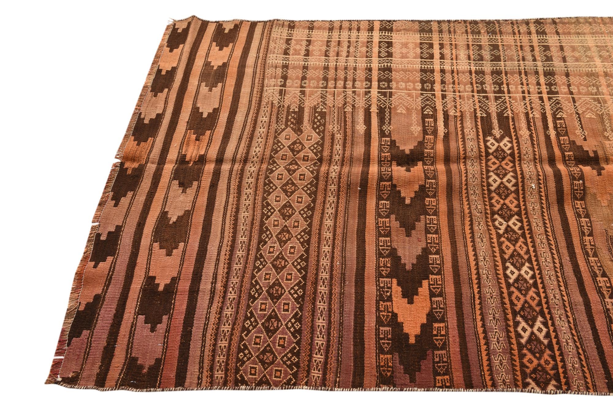3' 8 x 8' 4 Hand Woven Kilim Fars Wool Runner Rug