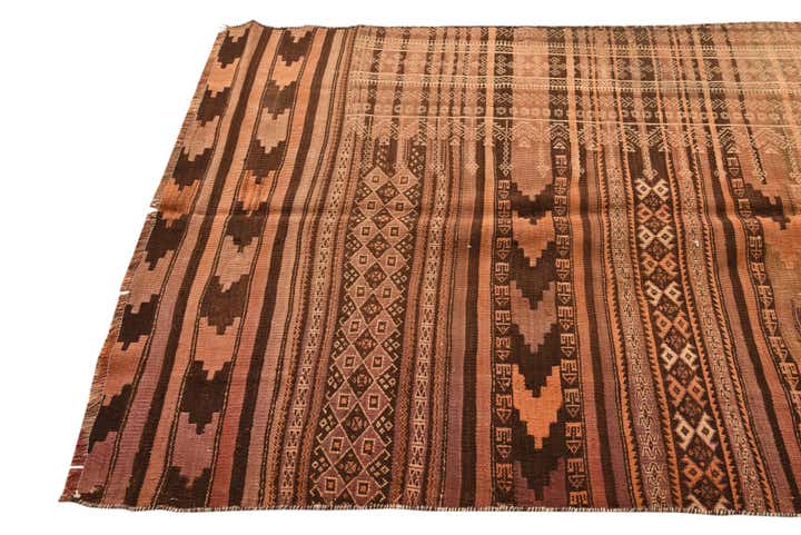 3' 8 x 8' 4 Hand Woven Kilim Fars Wool Runner Rug