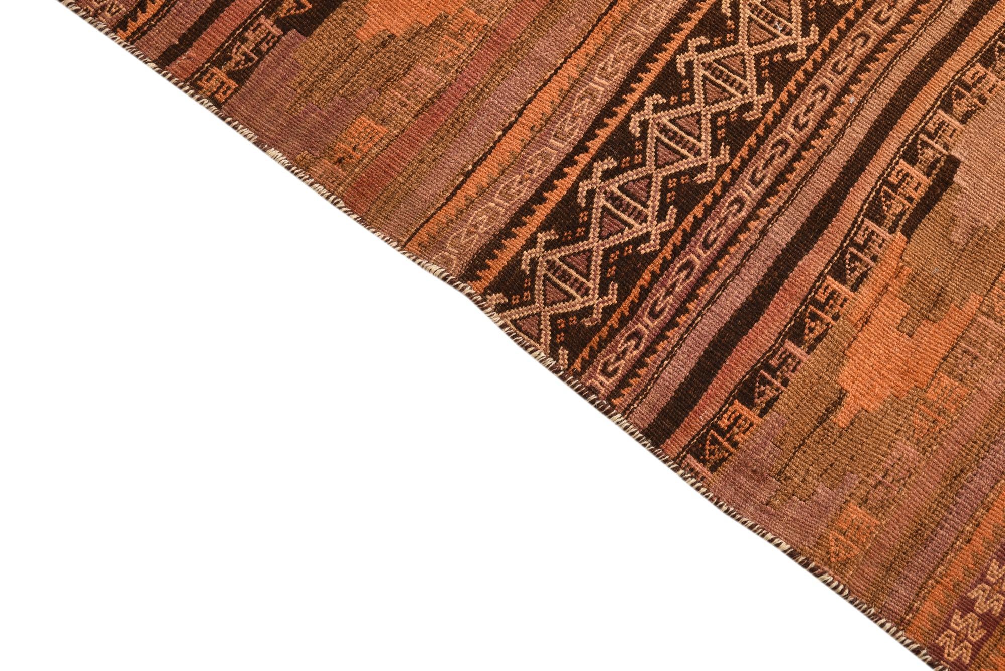 3' 8 x 8' 4 Hand Woven Kilim Fars Wool Runner Rug