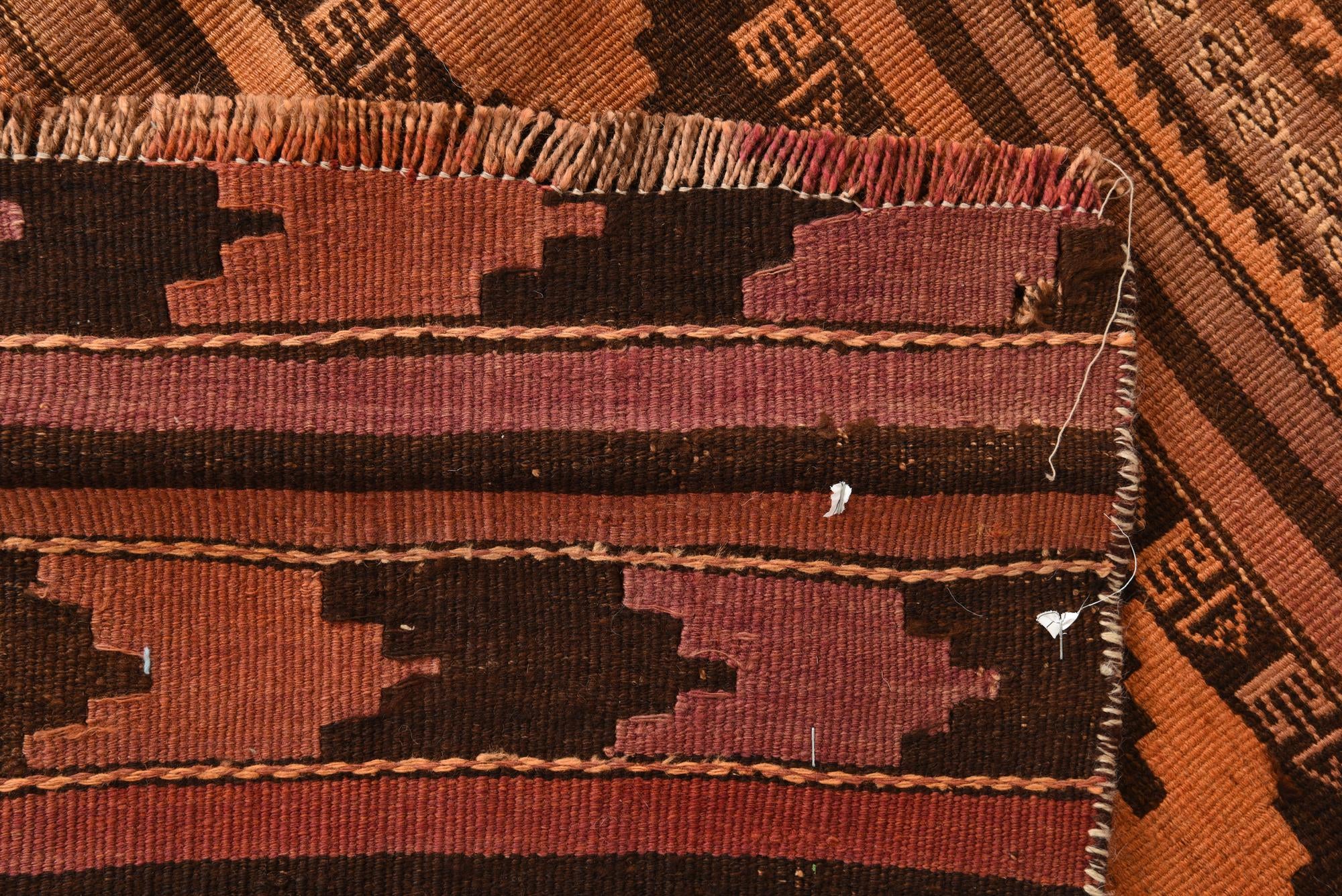 3' 8 x 8' 4 Hand Woven Kilim Fars Wool Runner Rug