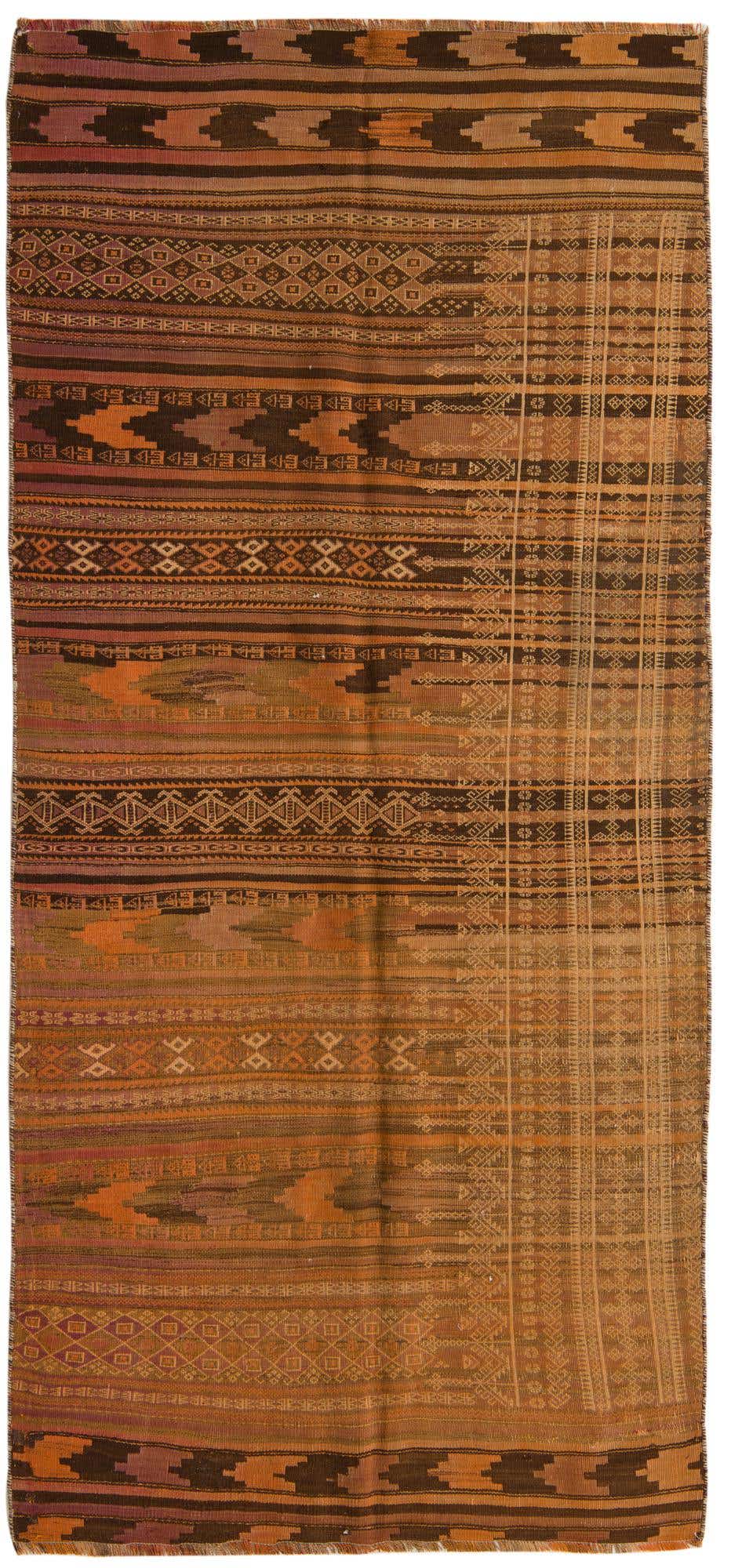 3' 8 x 8' 4 Hand Woven Kilim Fars Wool Runner Rug