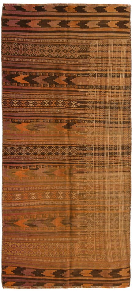 Detail image of 3' 8 x 8' 4 Hand Woven Kilim Fars Wool Runner Rug