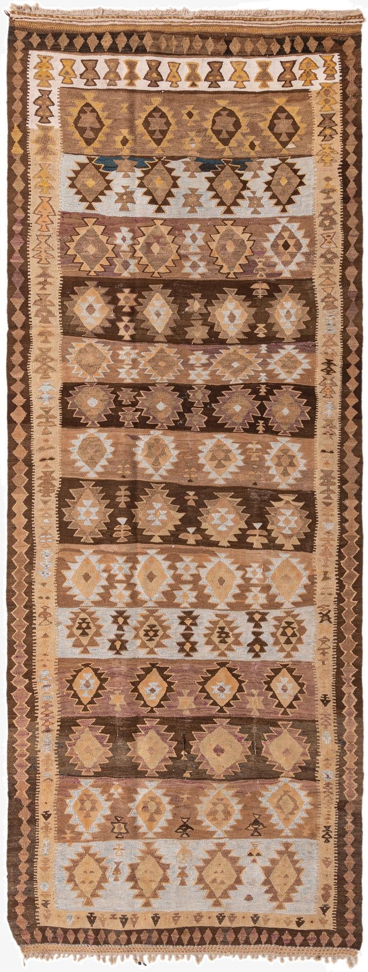 4' 2 x 11'  Hand Woven Kilim Fars Wool Runner Rug