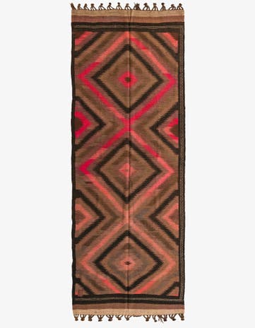 4' 4 x 11' 8 Hand Woven Kilim Fars Wool Runner Rug
