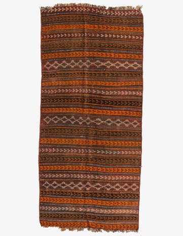 3' 6 x 7' 5 Hand Knotted Kilim Fars Persian Wool Runner Rug