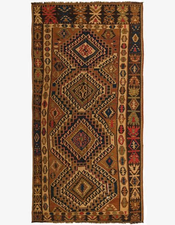 5' 5 x 10' 2 Hand Woven Kilim Fars Wool Runner Rug