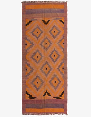 4' 10 x 11' 8 Hand Woven Kilim Fars Wool Runner Rug
