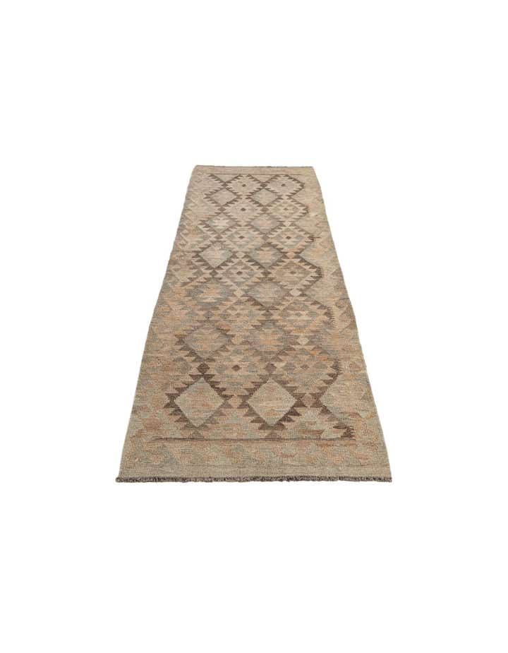2' 10 x 9' 9 Hand Woven Kilim Maymana Wool Runner Rug