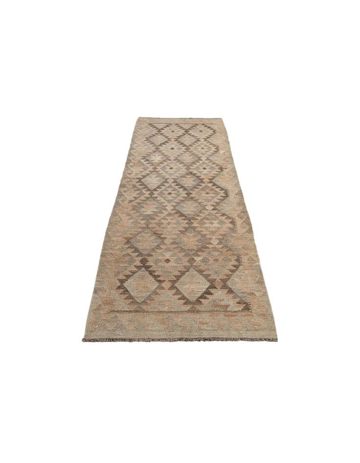 Detail image of 2' 10 x 9' 9 Hand Woven Kilim Maymana Wool Runner Rug
