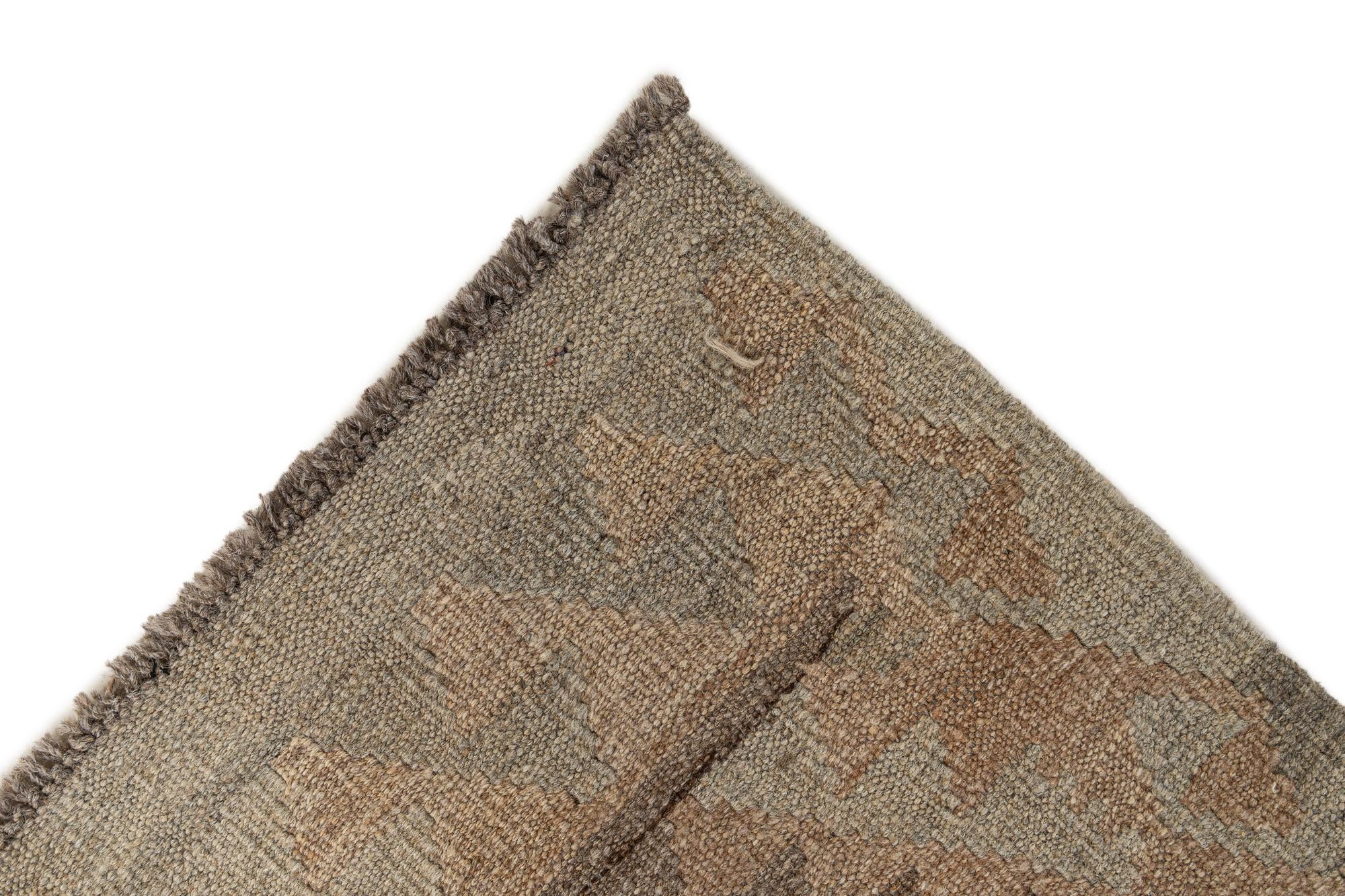 2' 10 x 9' 9 Hand Woven Kilim Maymana Wool Runner Rug