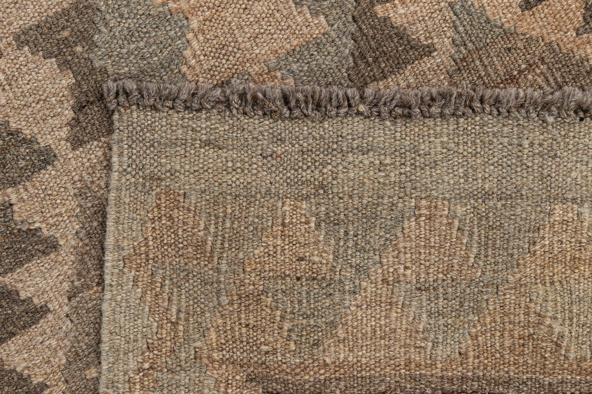 2' 10 x 9' 9 Hand Woven Kilim Maymana Wool Runner Rug