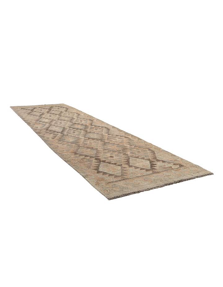 2' 10 x 9' 9 Hand Woven Kilim Maymana Wool Runner Rug
