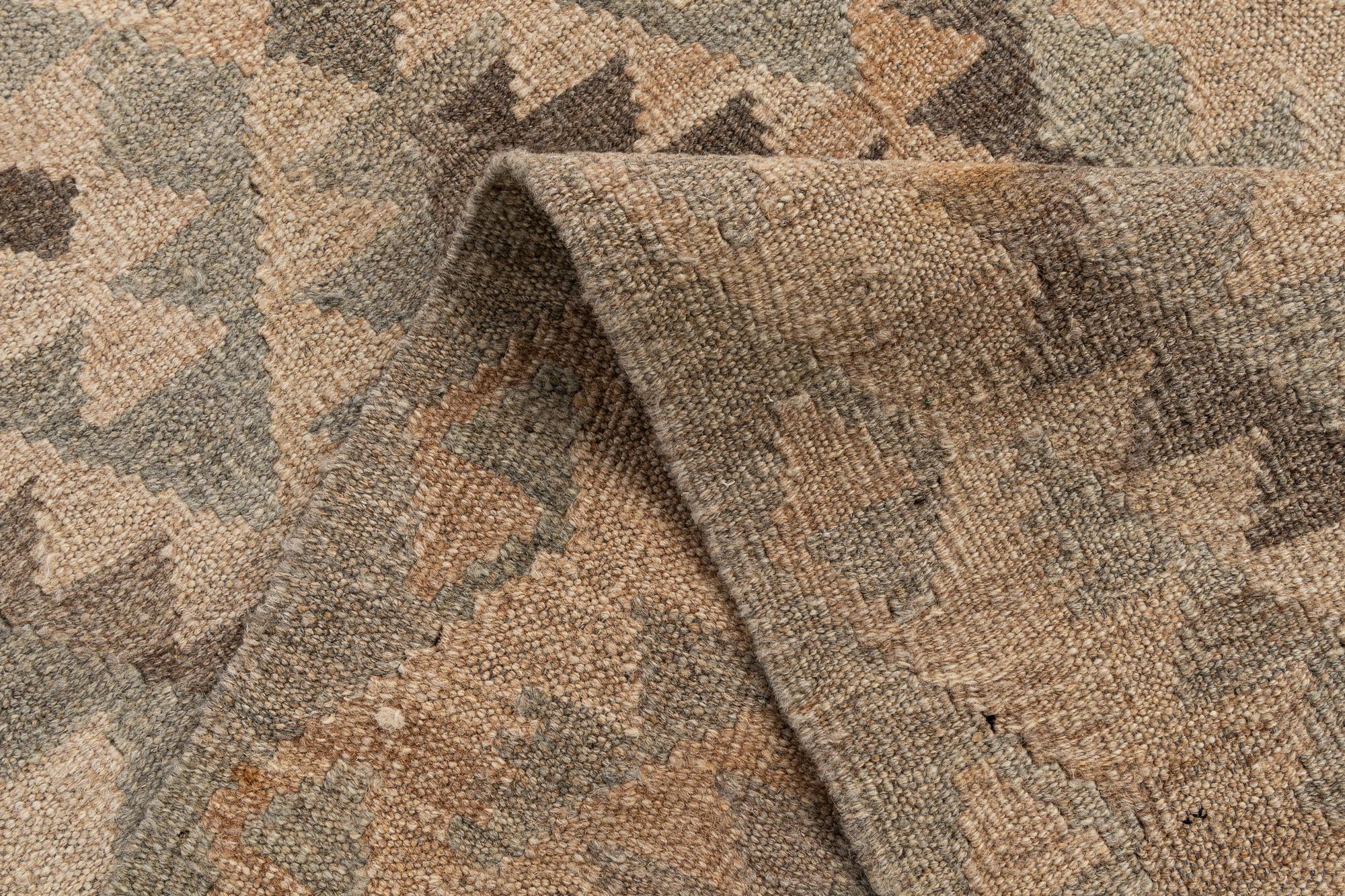 2' 10 x 9' 9 Hand Woven Kilim Maymana Wool Runner Rug