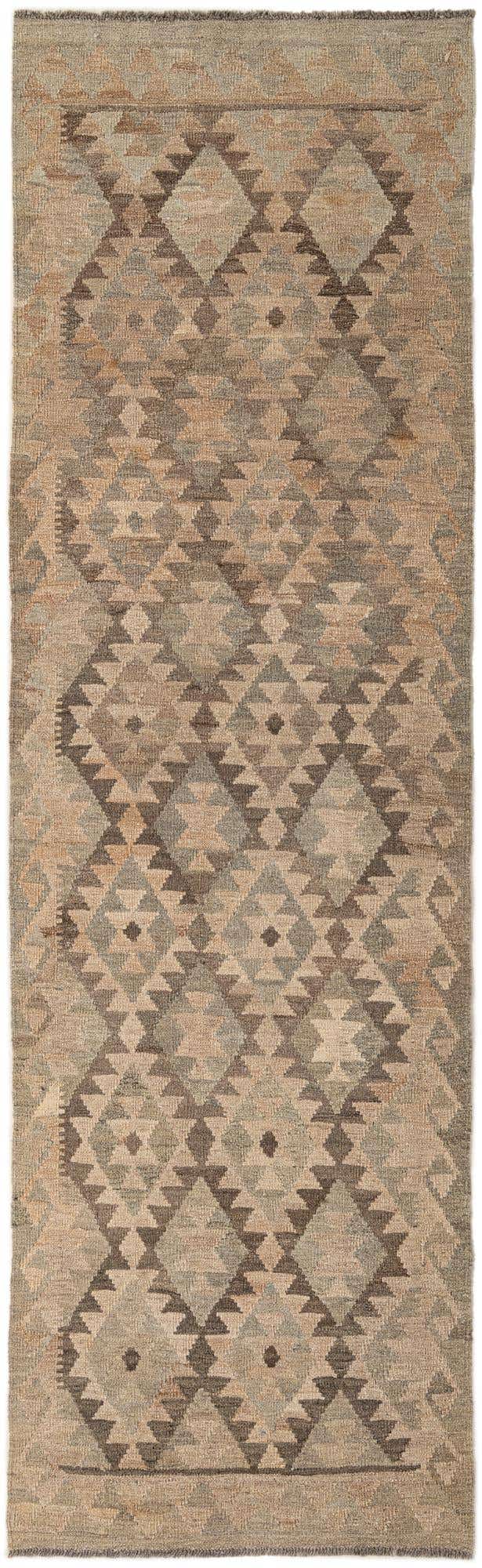2' 10 x 9' 9 Hand Woven Kilim Maymana Wool Runner Rug