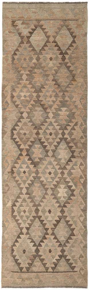2' 10 x 9' 9 Hand Woven Kilim Maymana Wool Runner Rug
