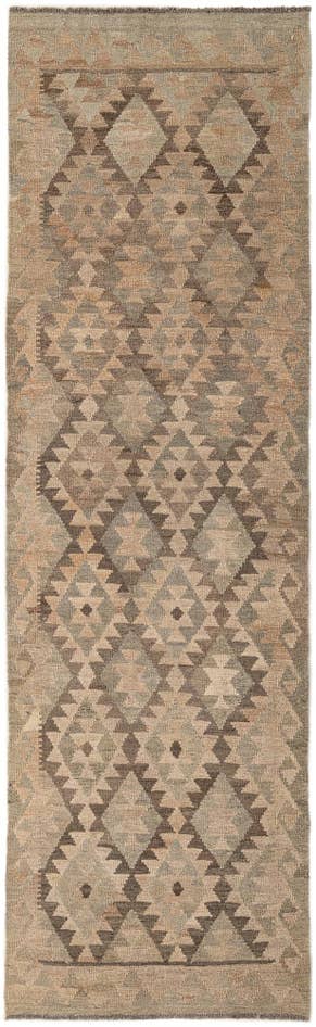 Detail image of 2' 10 x 9' 9 Hand Woven Kilim Maymana Wool Runner Rug