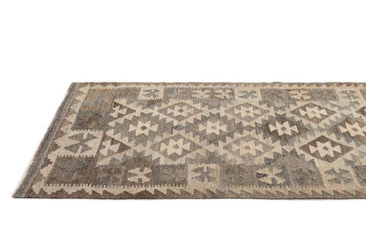 2' 9 x 9' 10 Hand Woven Kilim Maymana Wool Runner Rug
