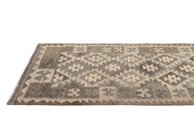 Detail image of 2' 9 x 9' 10 Hand Woven Kilim Maymana Wool Runner Rug