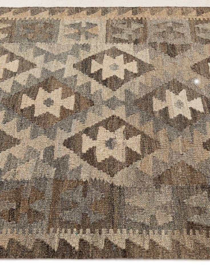 Detail image of 2' 9 x 9' 10 Hand Woven Kilim Maymana Wool Runner Rug