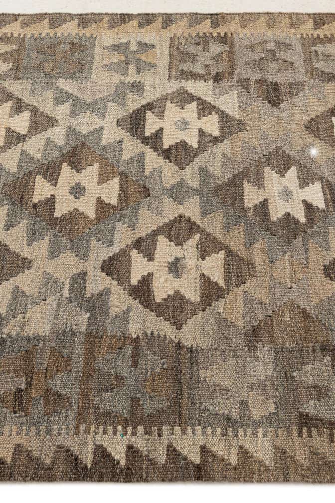 2' 9 x 9' 10 Hand Woven Kilim Maymana Wool Runner Rug