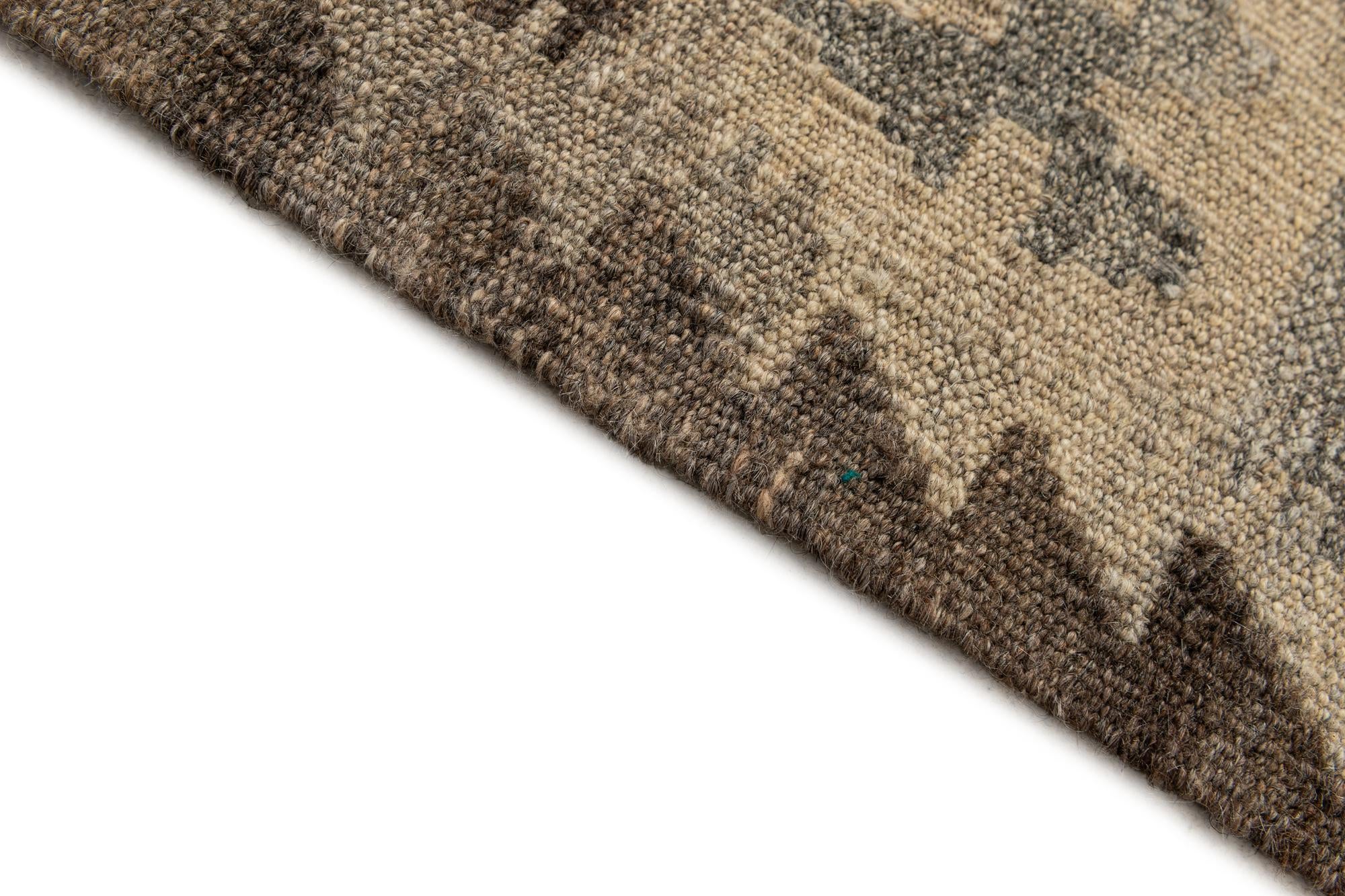 2' 9 x 9' 10 Hand Woven Kilim Maymana Wool Runner Rug