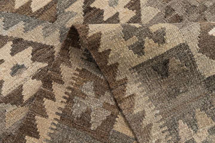 2' 9 x 9' 10 Hand Woven Kilim Maymana Wool Runner Rug