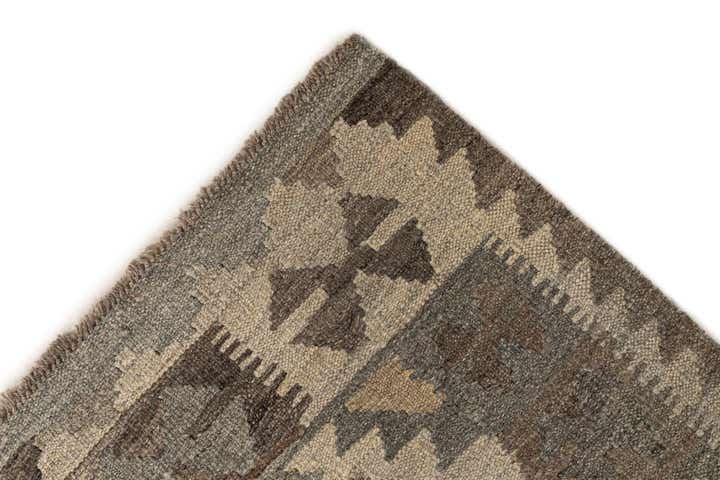 2' 9 x 9' 10 Hand Woven Kilim Maymana Wool Runner Rug