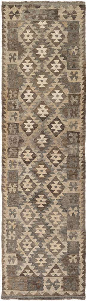 2' 9 x 9' 10 Hand Woven Kilim Maymana Wool Runner Rug