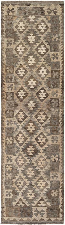 Detail image of 2' 9 x 9' 10 Hand Woven Kilim Maymana Wool Runner Rug