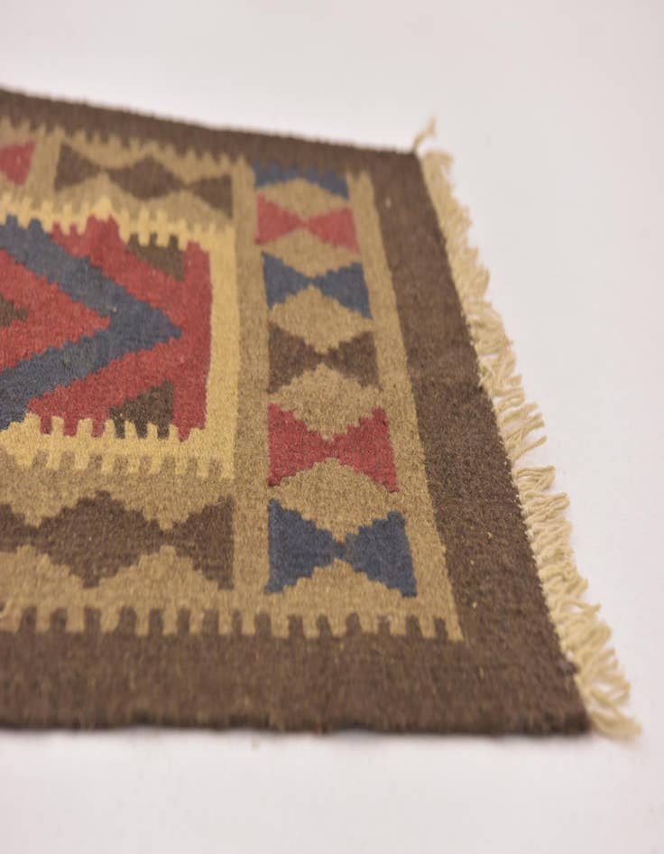 Detail image of 2' x 6' 5  Hand Woven Kilim Maymana Wool Runner Rug