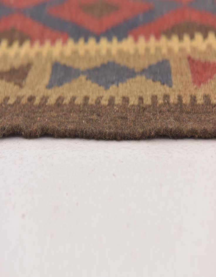 Detail image of 2' x 6' 5  Hand Woven Kilim Maymana Wool Runner Rug