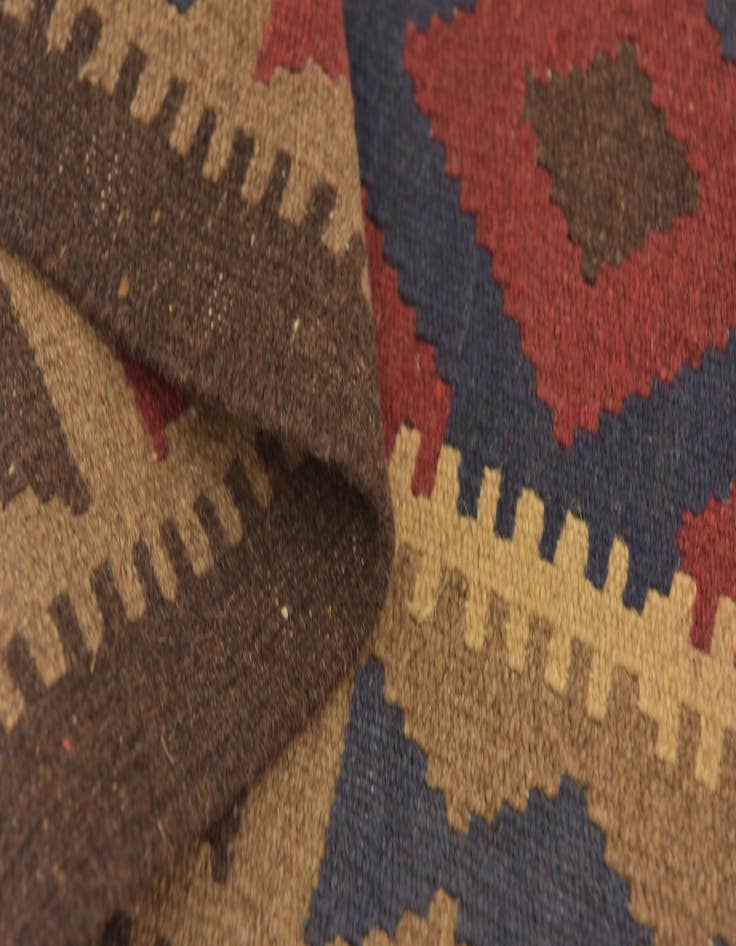 Detail image of 2' x 6' 5  Hand Woven Kilim Maymana Wool Runner Rug