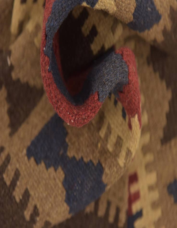 Detail image of 2' x 6' 5  Hand Woven Kilim Maymana Wool Runner Rug