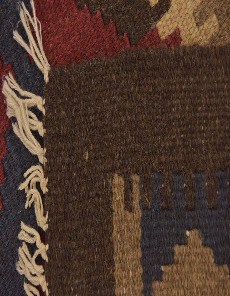 Detail image of 2' x 6' 5  Hand Woven Kilim Maymana Wool Runner Rug
