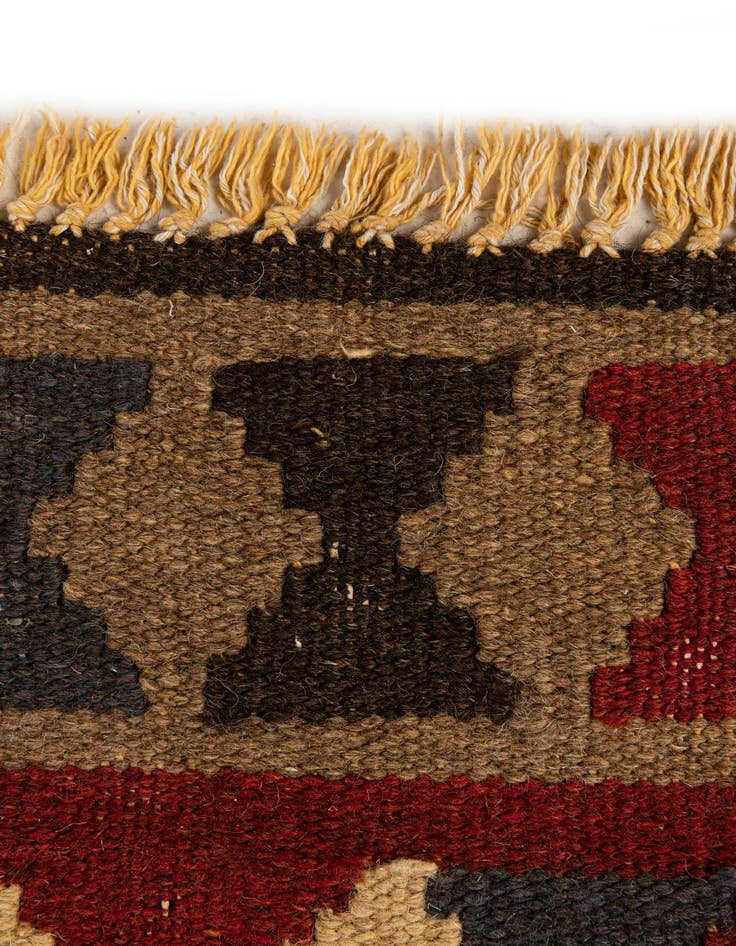 Detail image of 2' x 6' 4  Hand Woven Kilim Maymana Wool Runner Rug
