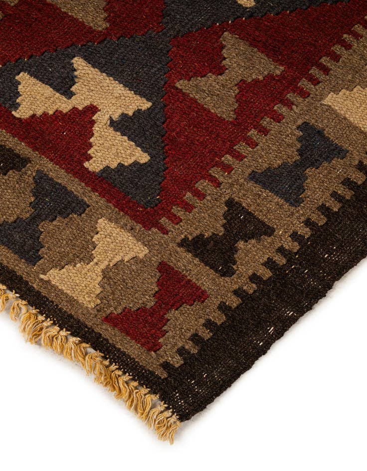 Detail image of 2' x 6' 4  Hand Woven Kilim Maymana Wool Runner Rug